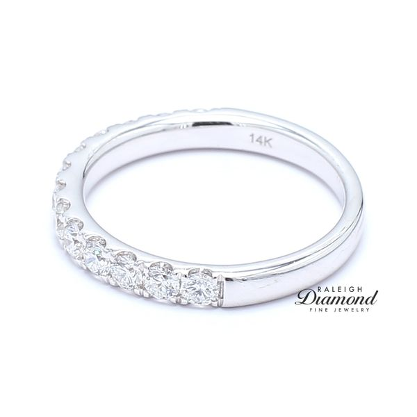 14K White Gold 0.78ctw French Set Half Round Diamond Wedding Band Image 2 Raleigh Diamond Fine Jewelry Raleigh, NC