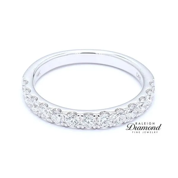 14K White Gold 0.78ctw French Set Half Round Diamond Wedding Band Raleigh Diamond Fine Jewelry Raleigh, NC