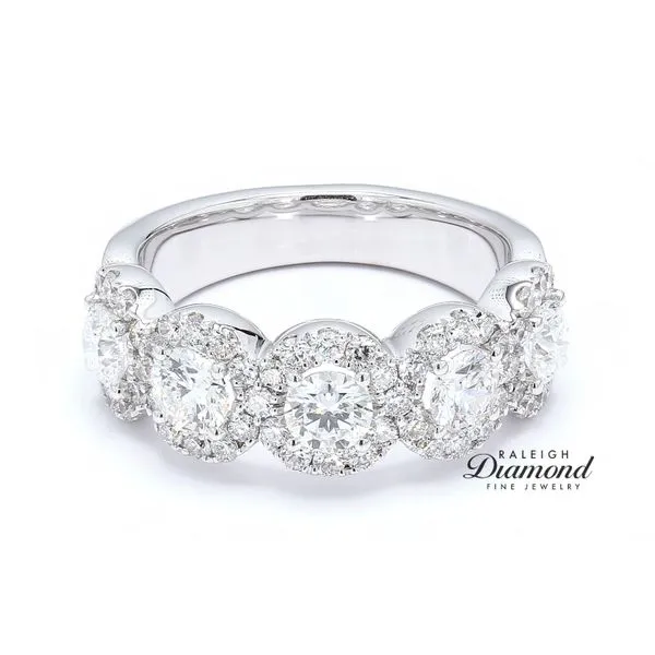 2.0 CTW Diamond Halos Wedding Band 14k White Gold Raleigh Diamond Fine Jewelry Raleigh, NC