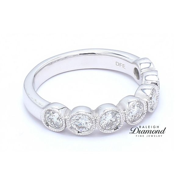 14K White Gold 1.00ctw Bezel & Milgrain Diamond Wedding Band Image 3 Raleigh Diamond Fine Jewelry Raleigh, NC