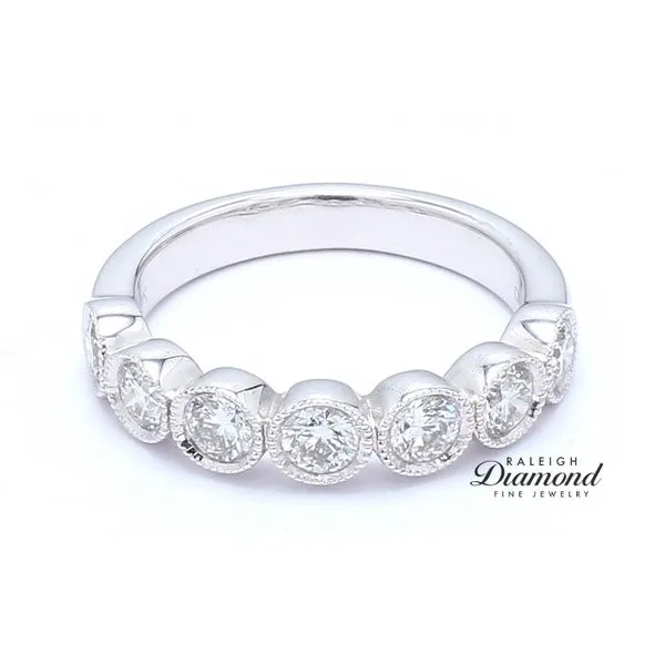 14K White Gold 1.00ctw Bezel & Milgrain Diamond Wedding Band Raleigh Diamond Fine Jewelry Raleigh, NC
