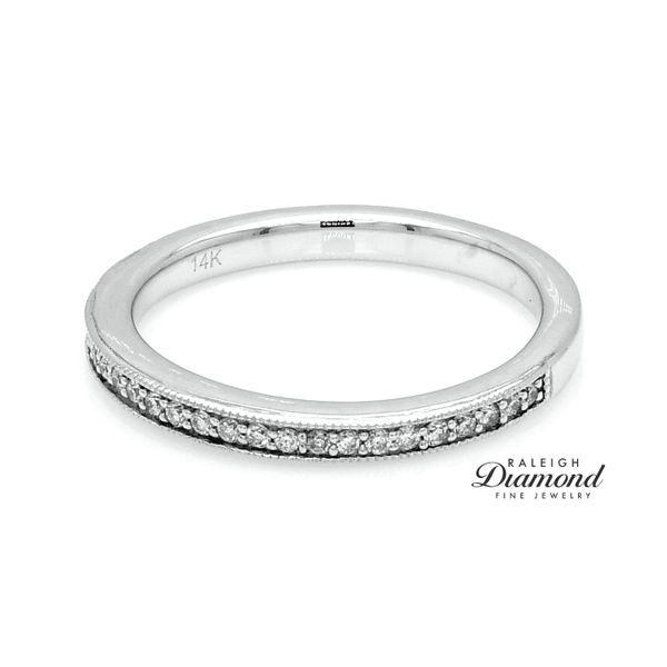 14K White Gold Milgrain Diamond Wedding Band 0.15cttw Image 2 Raleigh Diamond Fine Jewelry Raleigh, NC