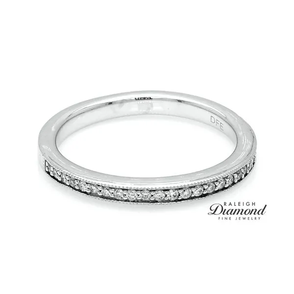 14K White Gold Milgrain Diamond Wedding Band 0.15cttw Image 3 Raleigh Diamond Fine Jewelry Raleigh, NC
