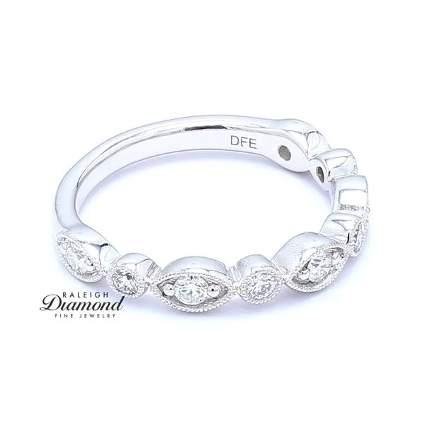 14K White Gold 0.34ctw Vintage Style Diamond Wedding Band Image 3 Raleigh Diamond Fine Jewelry Raleigh, NC