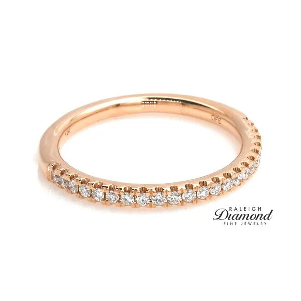 14K Rose Gold 0.20ctw Slim French Set Diamond Wedding Band Image 2 Raleigh Diamond Fine Jewelry Raleigh, NC