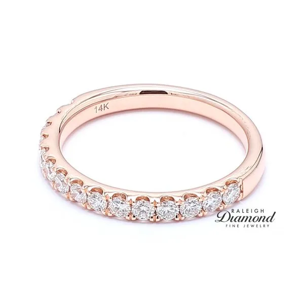 14K Rose Gold  0.50ctw  Half Round Diamond Wedding Band Image 2 Raleigh Diamond Fine Jewelry Raleigh, NC