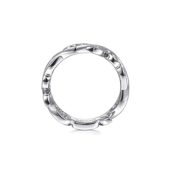 14K White Gold 0.09ctw Scrolling Floral Diamond Ring Image 5 Raleigh Diamond Fine Jewelry Raleigh, NC