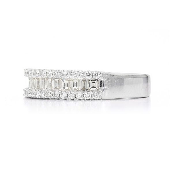 Heera Moti 14K White Gold 0.65ctw Baguettes & Rounds Diamond Wedding Band Image 2 Raleigh Diamond Fine Jewelry Raleigh, NC