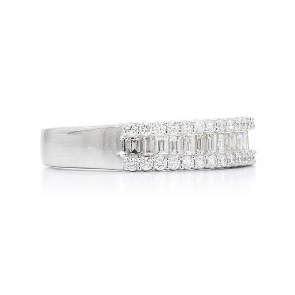 Heera Moti 14K White Gold 0.65ctw Baguettes & Rounds Diamond Wedding Band Image 3 Raleigh Diamond Fine Jewelry Raleigh, NC