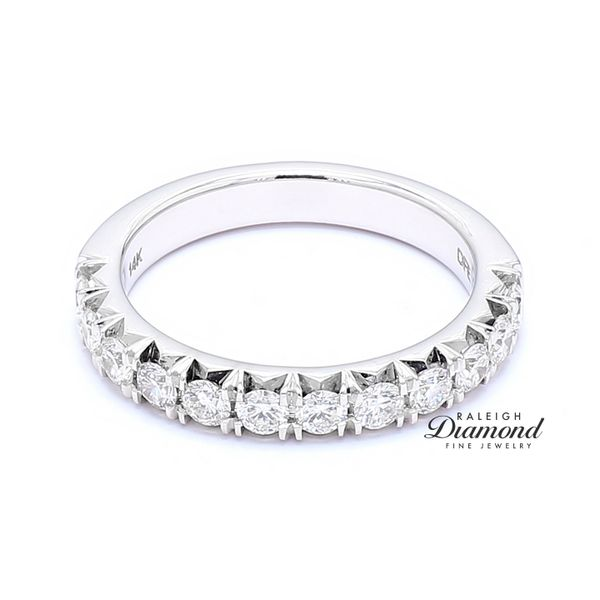 14K White Gold French Set 0.78cttw Diamond Wedding Band Ring Image 2 Raleigh Diamond Fine Jewelry Raleigh, NC