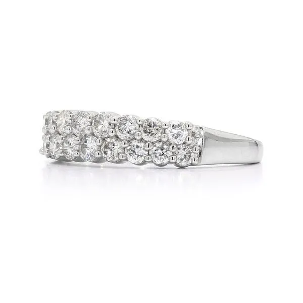 14K White Gold 0.98ctw Diamond Double Row Wedding Band Image 2 Raleigh Diamond Fine Jewelry Raleigh, NC