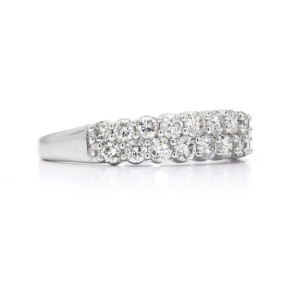 14K White Gold 0.98ctw Diamond Double Row Wedding Band Image 3 Raleigh Diamond Fine Jewelry Raleigh, NC