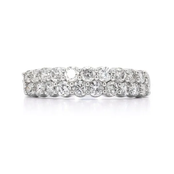 14K White Gold 0.98ctw Diamond Double Row Wedding Band Raleigh Diamond Fine Jewelry Raleigh, NC