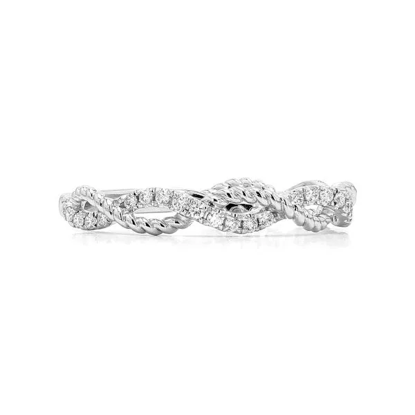 14K White Gold 0.17ctw Diamond Twist Wedding Band Image 3 Raleigh Diamond Fine Jewelry Raleigh, NC