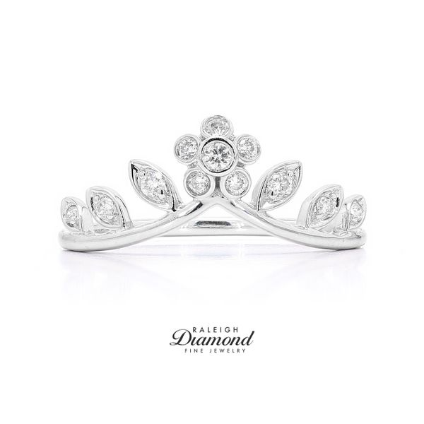 14K White Gold  0.15ctw Diamond Floral Wedding Band Raleigh Diamond Fine Jewelry Raleigh, NC