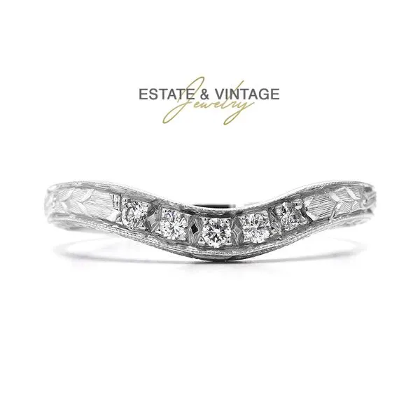 Estate Platinum 0.10ctw Diamond Contour Band Size 5.5 Raleigh Diamond Fine Jewelry Raleigh, NC