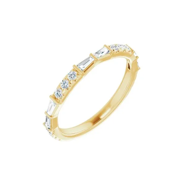 14K Yellow Gold 0.38ctw Alternating Baguettes and RBC Diamond Wedding Band Raleigh Diamond Fine Jewelry Raleigh, NC