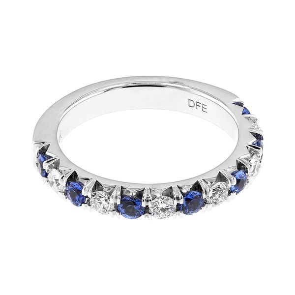 14K White Gold 1.04ctw Sapphires and Diamonds Wedding Band Raleigh Diamond Fine Jewelry Raleigh, NC