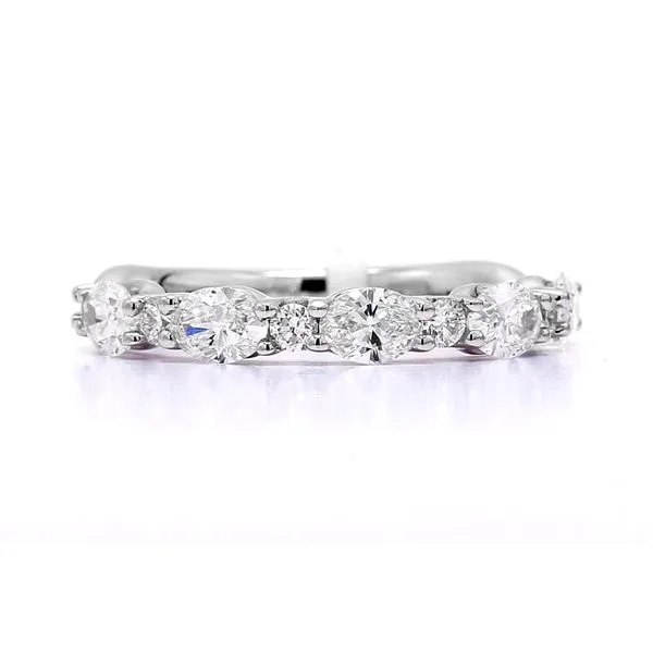 14K White Gold 1.30ctw Half-Way Alternating Oval Band Raleigh Diamond Fine Jewelry Raleigh, NC