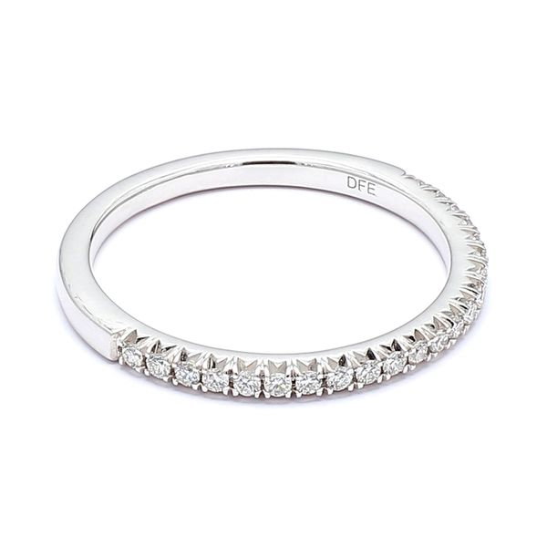 14K White Gold  0.21ctw Slim French Set Diamond Wedding Band Size 6.5 Image 3 Raleigh Diamond Fine Jewelry Raleigh, NC