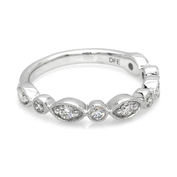 14K White Gold 0.25ctw Vintage Style Band Fancy Bezels Diamonds Image 3 Raleigh Diamond Fine Jewelry Raleigh, NC