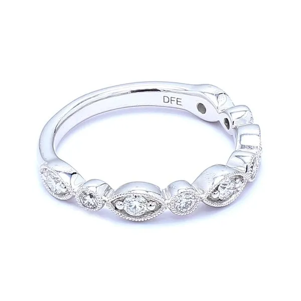 14K White Gold 0.25ctw Vintage Style Band Fancy Bezels Diamonds Image 3 Raleigh Diamond Fine Jewelry Raleigh, NC