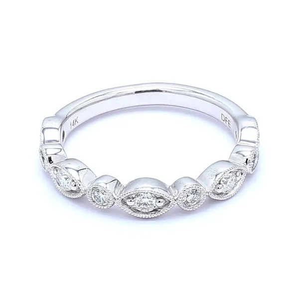 14K White Gold 0.25ctw Vintage Style Band Fancy Bezels Diamonds Raleigh Diamond Fine Jewelry Raleigh, NC
