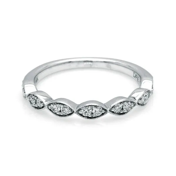 14K White Gold 0.25ctw Fancy Milgrain Diamond Wedding Band Size 6.25 Raleigh Diamond Fine Jewelry Raleigh, NC