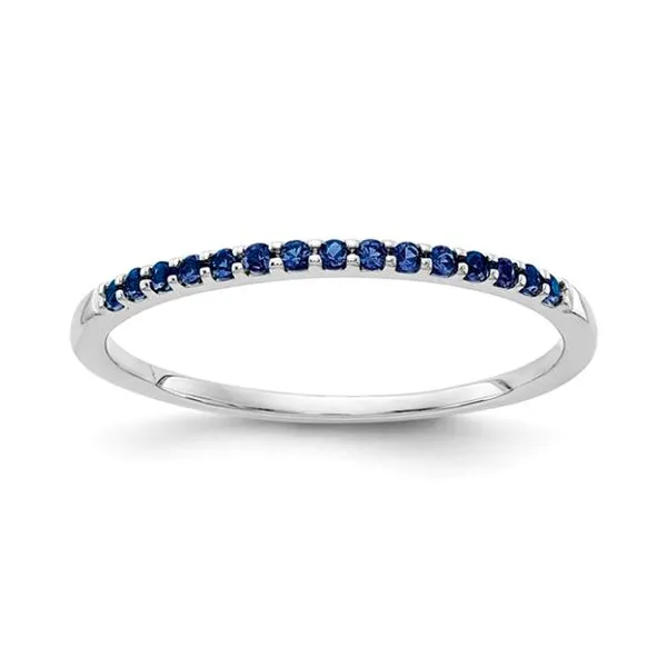 14K White Gold 0.12ctw Blue Sapphire Wedding Band Size 6.75 Raleigh Diamond Fine Jewelry Raleigh, NC