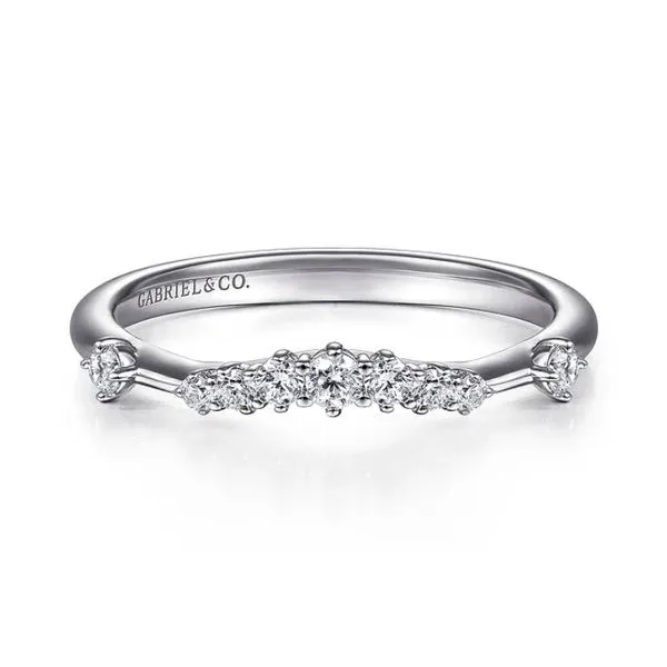 14K White Gold 0.196ctw Diamond Curved Band Size 6.25 Raleigh Diamond Fine Jewelry Raleigh, NC