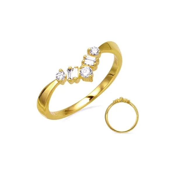 14K Yellow Gold 0.19ctw RBC + BG Diamonds Curved Band Raleigh Diamond Fine Jewelry Raleigh, NC
