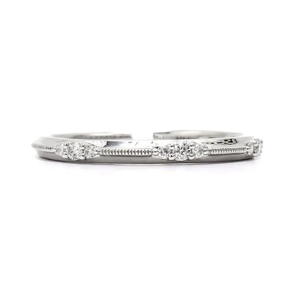 14K White Gold 0.10ctw Diamond Pave Stations Knife Edge Band Raleigh Diamond Fine Jewelry Raleigh, NC