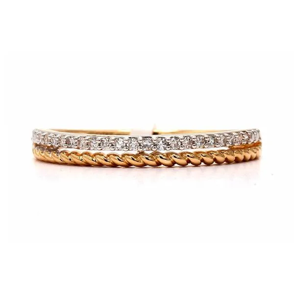 14K Yellow Gold 0.10ctw Diamond Row with Beaded Polished Band Size 7 Raleigh Diamond Fine Jewelry Raleigh, NC