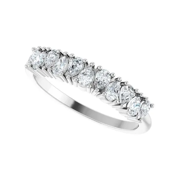 14K White Gold 0.50ctw Interlocking Natural Pear Diamonds Band Image 2 Raleigh Diamond Fine Jewelry Raleigh, NC