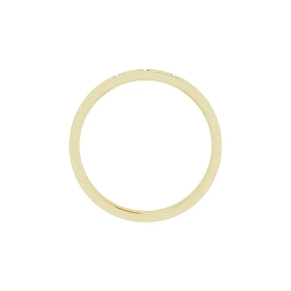 14K Yellow Gold 0.04ctw Three Diamond Band Flush Set in 2.5mm Comfort Fit Size 7 Image 3 Raleigh Diamond Fine Jewelry Raleigh, NC