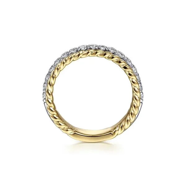 14K White & Yellow Gold G-H/SI2 or Higher Scalloped Edge Diamond Anniversary Band Size 6.5 Image 3 Raleigh Diamond Fine Jewelry Raleigh, NC