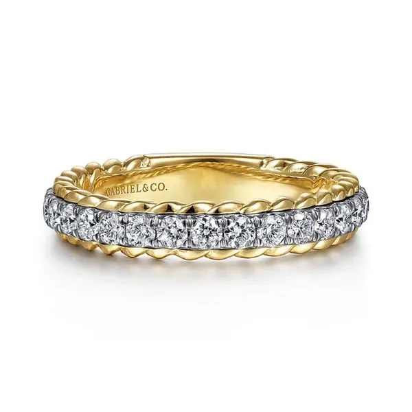 14K White & Yellow Gold G-H/SI2 or Higher Scalloped Edge Diamond Anniversary Band Size 6.5 Raleigh Diamond Fine Jewelry Raleigh, NC