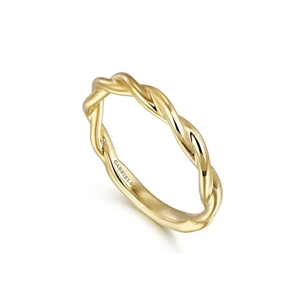 14K Yellow Gold Twisted Polished Wedding Band Size 6.5 Image 2 Raleigh Diamond Fine Jewelry Raleigh, NC