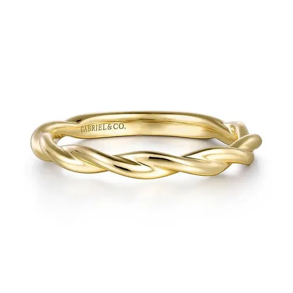 14K Yellow Gold Twisted Polished Wedding Band Size 6.5 similar item image