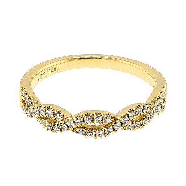 14K Yellow Gold 0.27ctw Diamond Bypass Ladies Wedding Band Sz 6.75 Raleigh Diamond Fine Jewelry Raleigh, NC