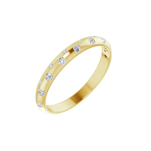 14K Yellow Gold 1/6ctw Flush Set Scattered Diamond Band Size 7 Raleigh Diamond Fine Jewelry Raleigh, NC