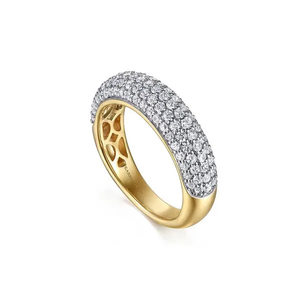 14K White & Yellow Gold 1.01ctw G-H/SI+ Pavé Diamond Anniversary Band Size 6.5 Image 2 Raleigh Diamond Fine Jewelry Raleigh, NC
