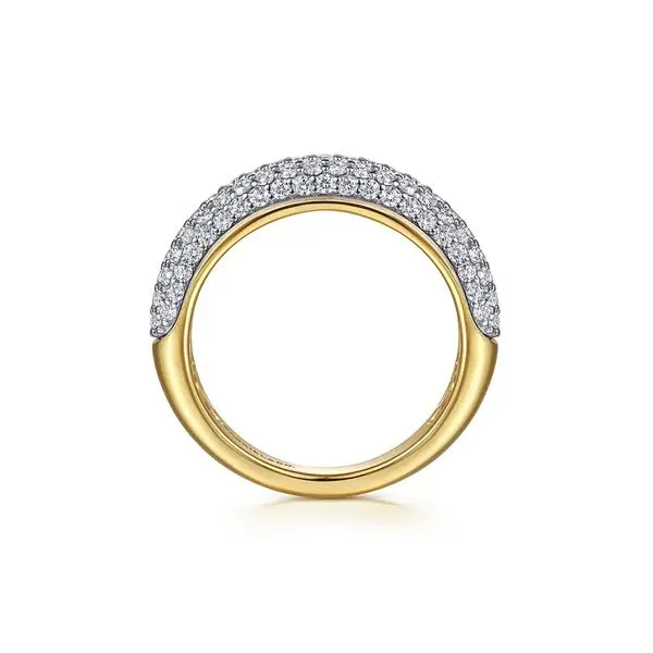 14K White & Yellow Gold 1.01ctw G-H/SI+ Pavé Diamond Anniversary Band Size 6.5 Image 3 Raleigh Diamond Fine Jewelry Raleigh, NC