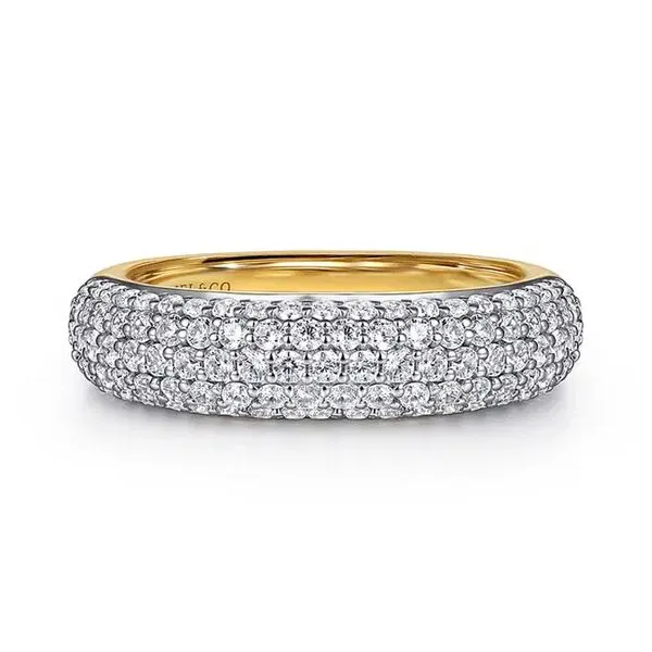 14K White & Yellow Gold 1.01ctw G-H/SI+ Pavé Diamond Anniversary Band Size 6.5 Raleigh Diamond Fine Jewelry Raleigh, NC