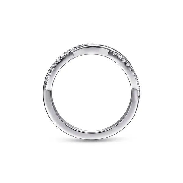 14K White Gold 0.16ctw G-H/SI+ Diamond Twisted Wedding Band Size 6.5 Image 3 Raleigh Diamond Fine Jewelry Raleigh, NC