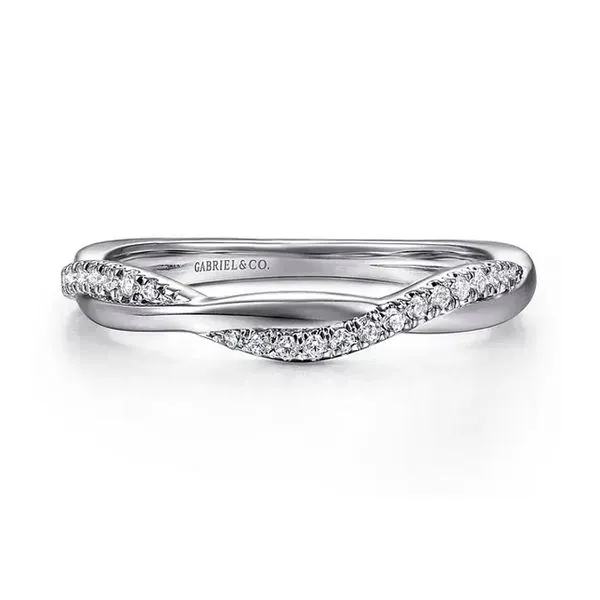 14K White Gold 0.16ctw G-H/SI+ Diamond Twisted Wedding Band Size 6.5 Raleigh Diamond Fine Jewelry Raleigh, NC