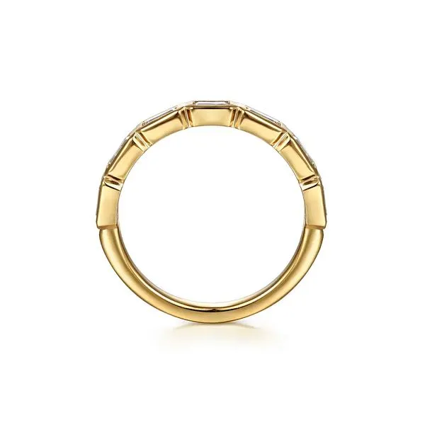 14K Yellow Gold 0.61ctw G-H/ VS2+ Bezel Baguette Diamond Anniversary Band Size 6.5 Image 3 Raleigh Diamond Fine Jewelry Raleigh, NC