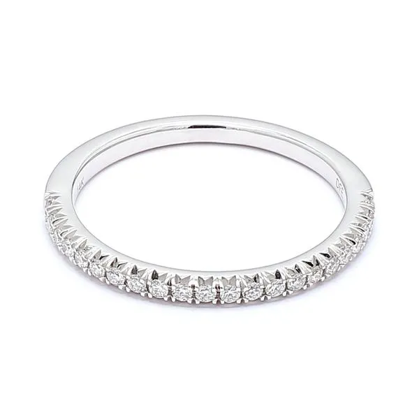14K White Gold  0.21ctw Slim French Set Diamond Wedding Band Size 6.5 Raleigh Diamond Fine Jewelry Raleigh, NC