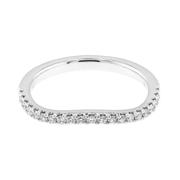14K White Gold 0.12ctw G/VS2 Diamond Curved Ladies Wedding Band Sz 6.5 Raleigh Diamond Fine Jewelry Raleigh, NC