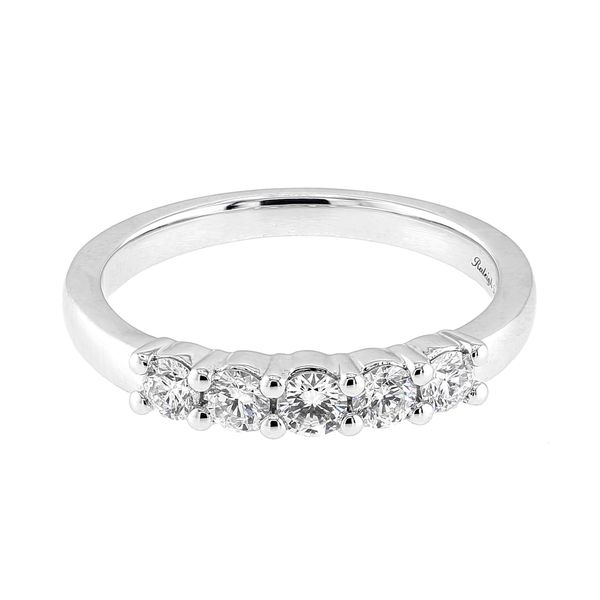 14K White Gold 0.50ctw Diamond 5-Stone Wedding Band Sz 7 Raleigh Diamond Fine Jewelry Raleigh, NC